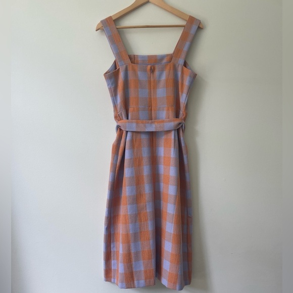 Ann Taylor Orange Purple Gingham Midi Dress Size 6 Office Career Professional - Picture 6 of 10